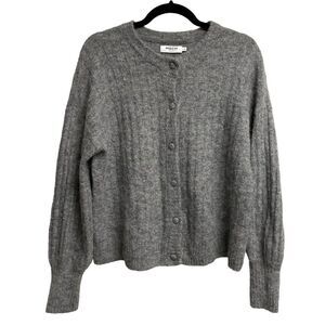 MSCH MOSS COPENHAGEN Wool Alpaca Button Front Cardigan Gray L/XL
